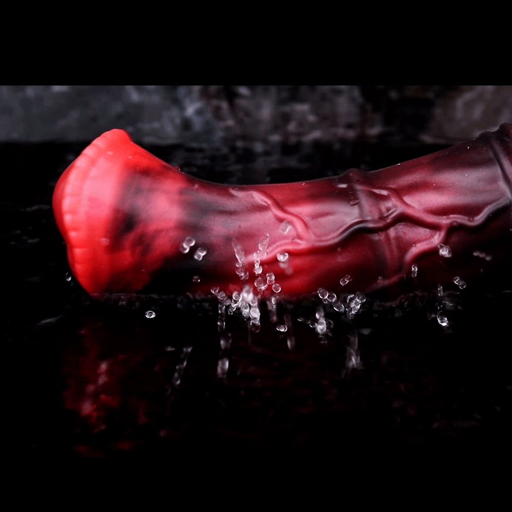 Red Hollow Vibrating Dildo - Two-Size Silicone Sleeve