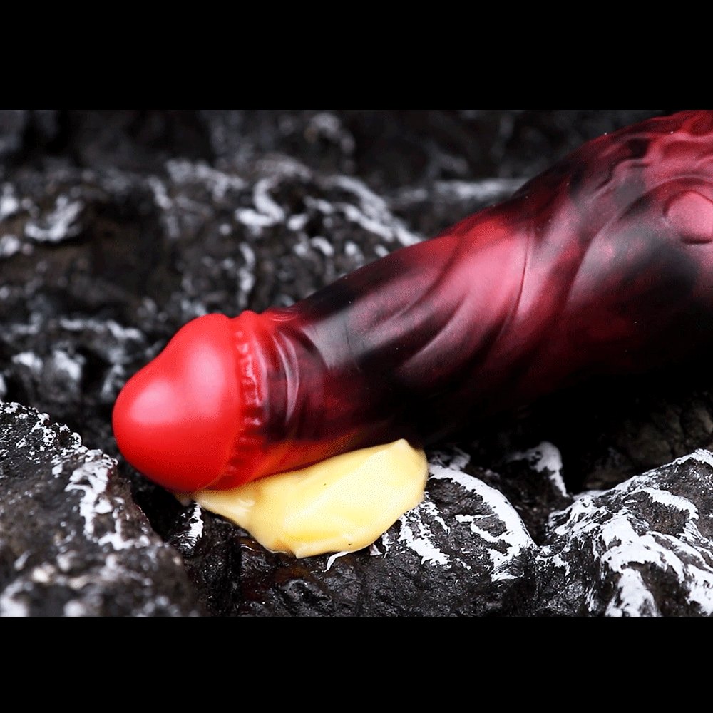 Red Knot Dildo with Finger Loop - Silicone Animal Knot Toy