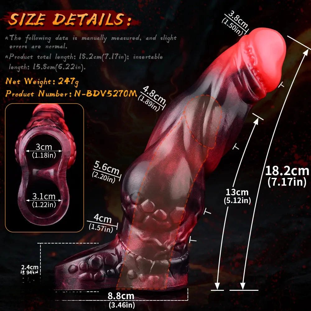 Red Knot Dildo with Finger Loop - Silicone Animal Knot Toy