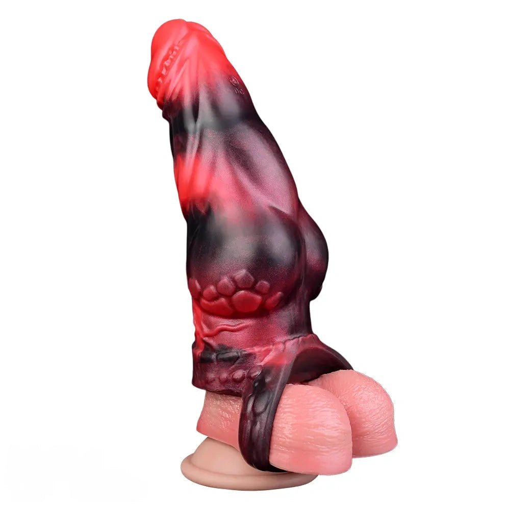 Red Knot Dildo with Finger Loop - Silicone Animal Knot Toy