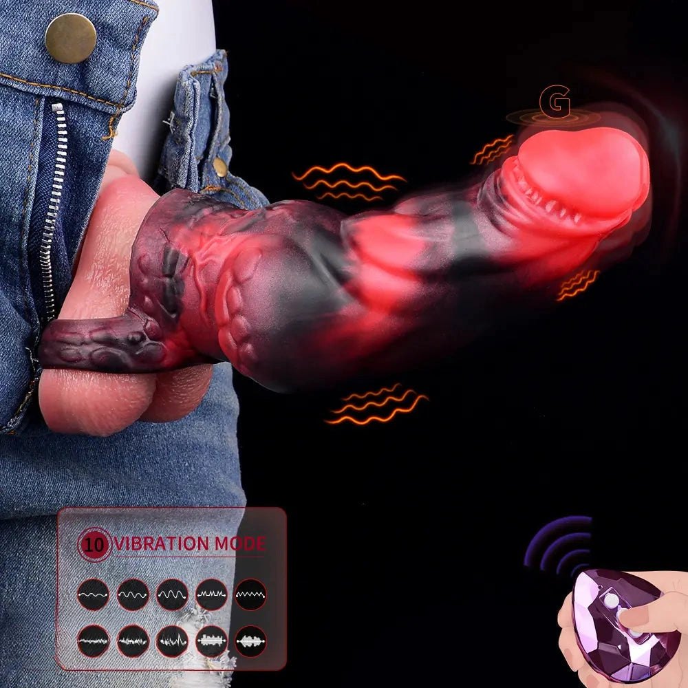Red Knot Dildo with Finger Loop - Silicone Animal Knot Toy