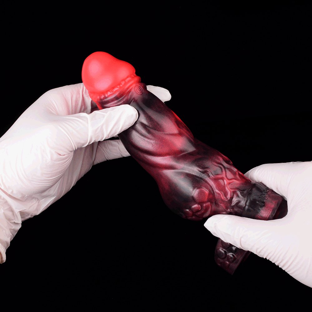 Red Knot Dildo with Finger Loop - Silicone Animal Knot Toy