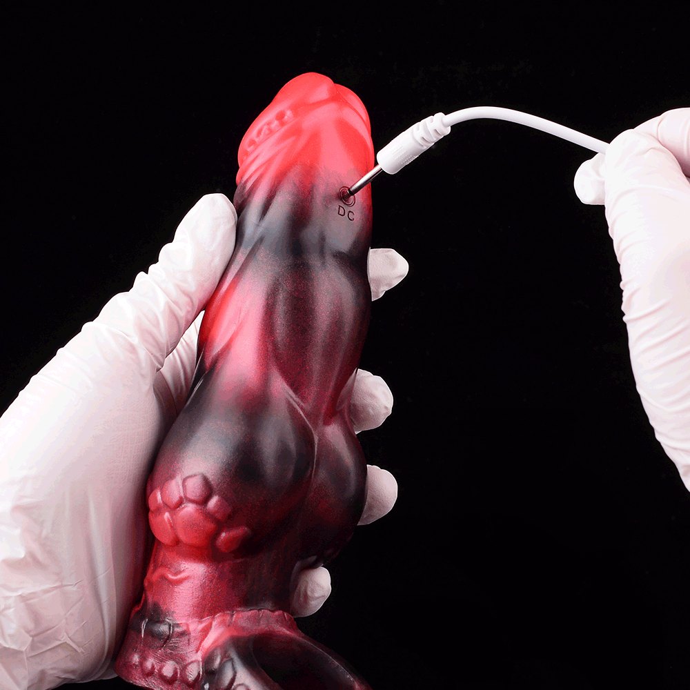 Red Knot Dildo with Finger Loop - Silicone Animal Knot Toy
