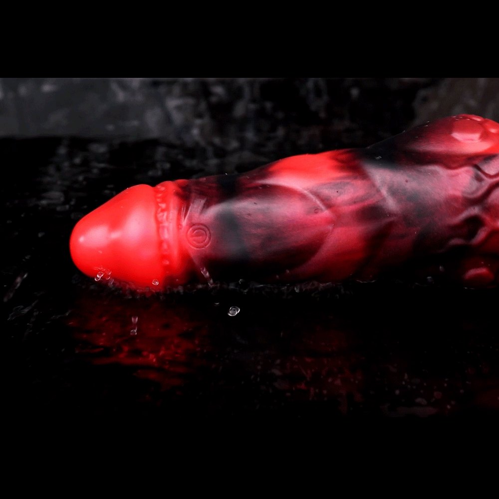 Red Knot Dildo with Finger Loop - Silicone Animal Knot Toy