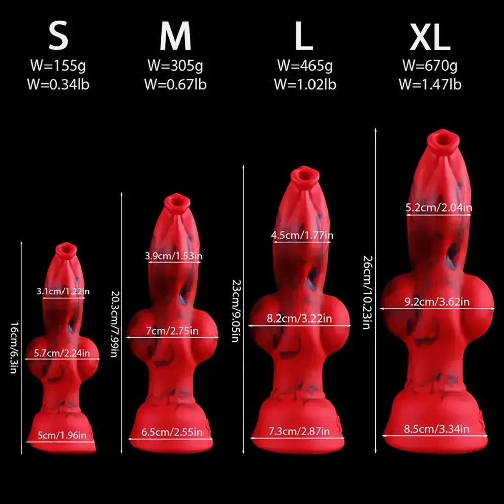 Red Knot Fantasy Dildo, 4 Sizes - Silicone Knot Dildo