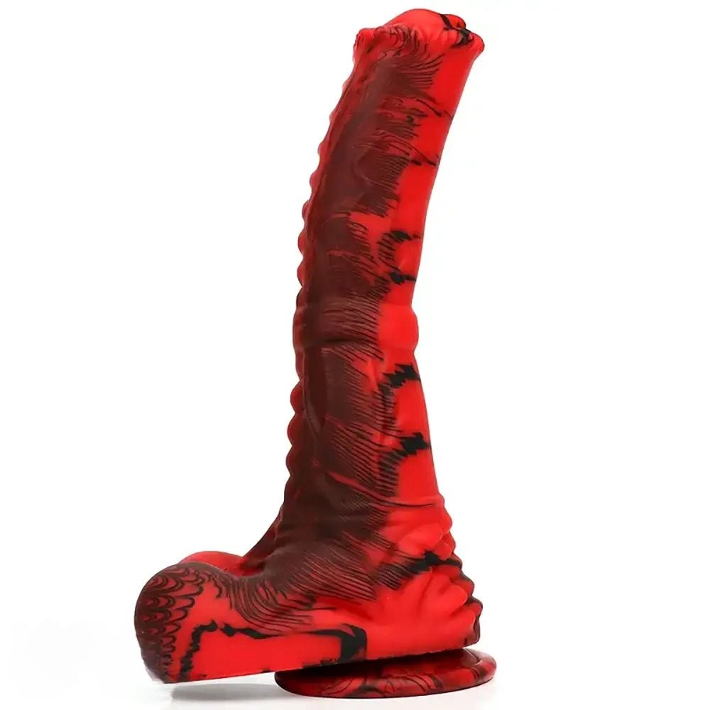Knotted Horse Silicone Animal Dildo - Red Marbled Horse Dildo