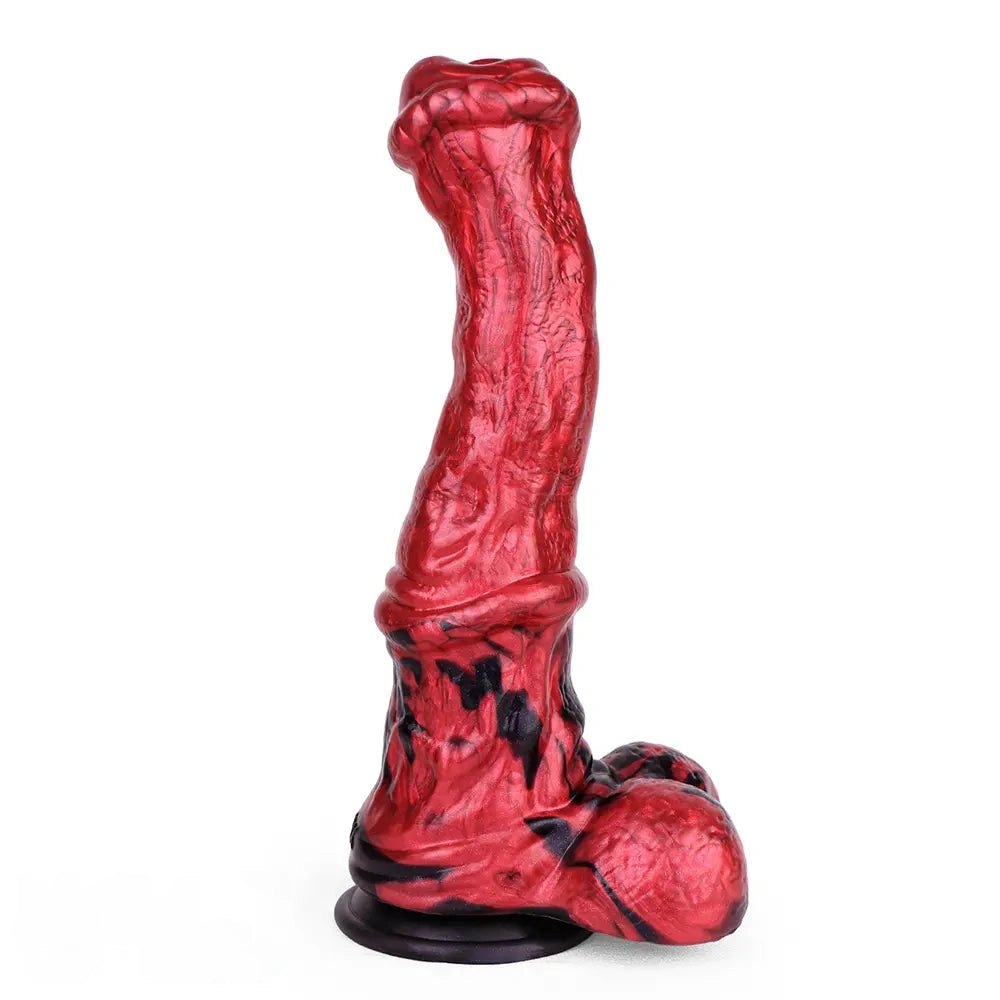 Red Ridged Horse-Style Dildo - Silicone Horse Dildo 10.83in