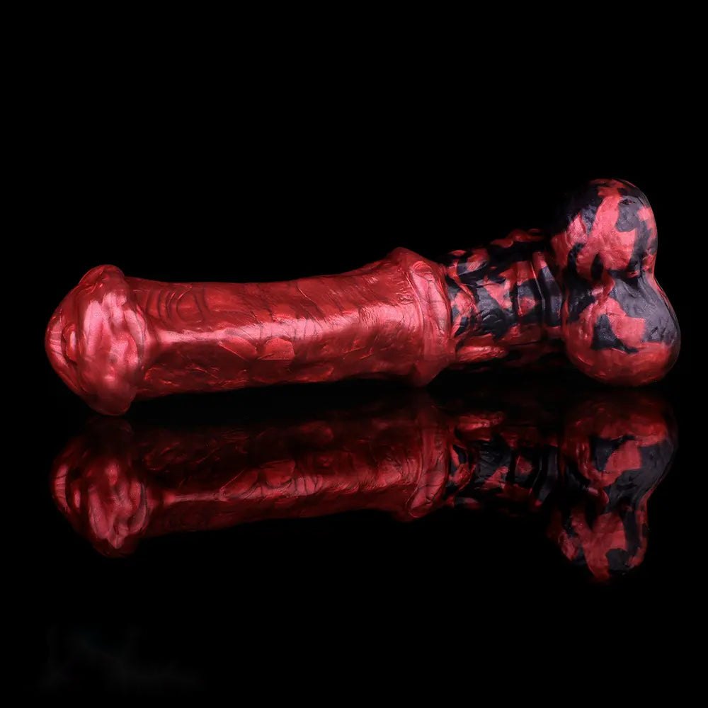 Red Ridged Horse-Style Dildo - Silicone Horse Dildo 10.83in