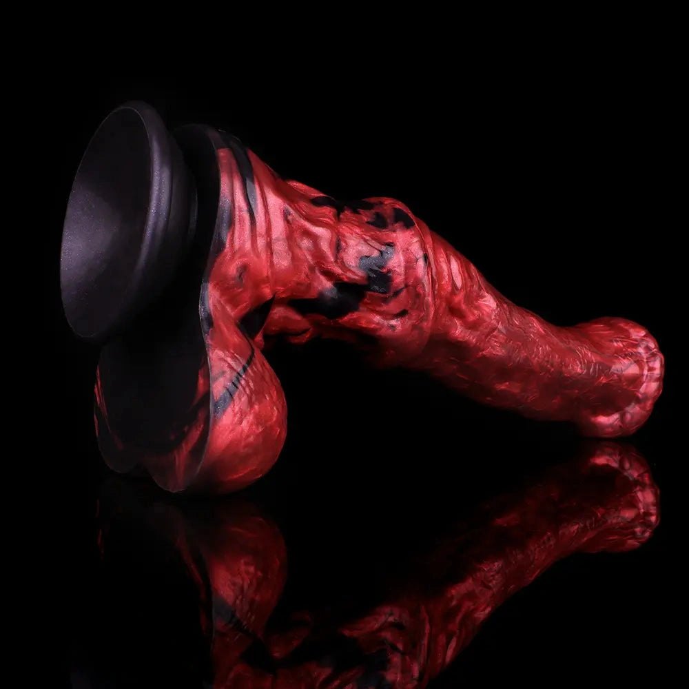 Red Ridged Horse-Style Dildo - Silicone Horse Dildo 10.83in