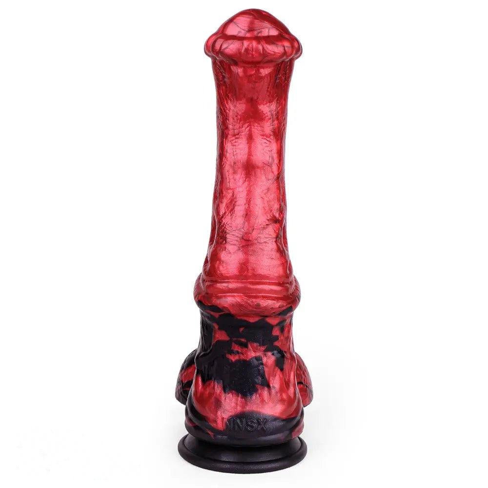 Red Ridged Horse-Style Dildo - Silicone Horse Dildo 10.83in