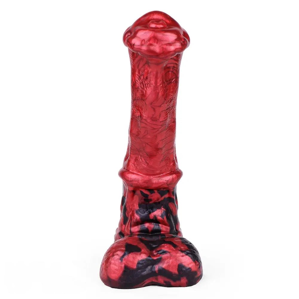 Red Ridged Horse-Style Dildo - Silicone Horse Dildo 10.83in