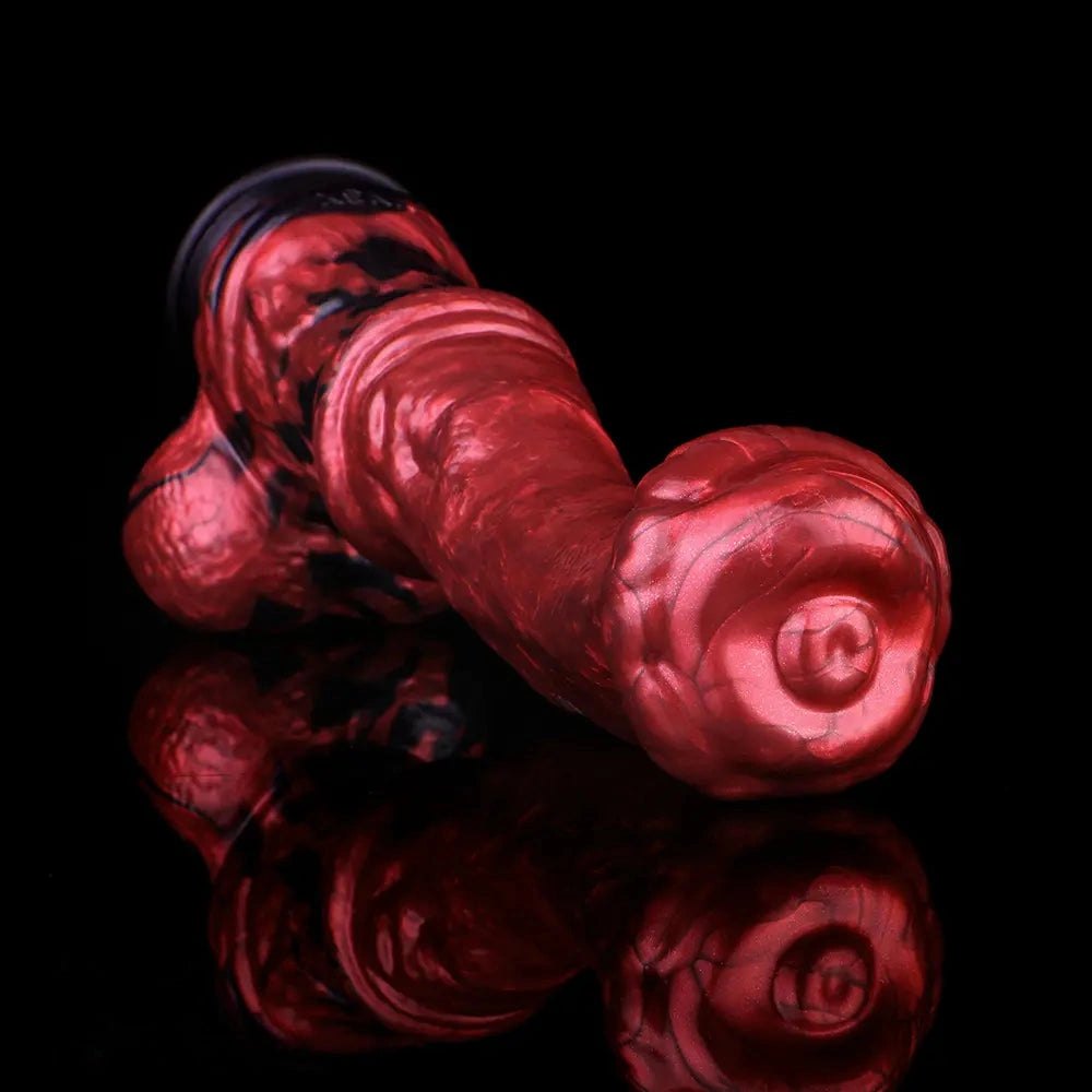 Red Ridged Horse-Style Dildo - Silicone Horse Dildo 10.83in