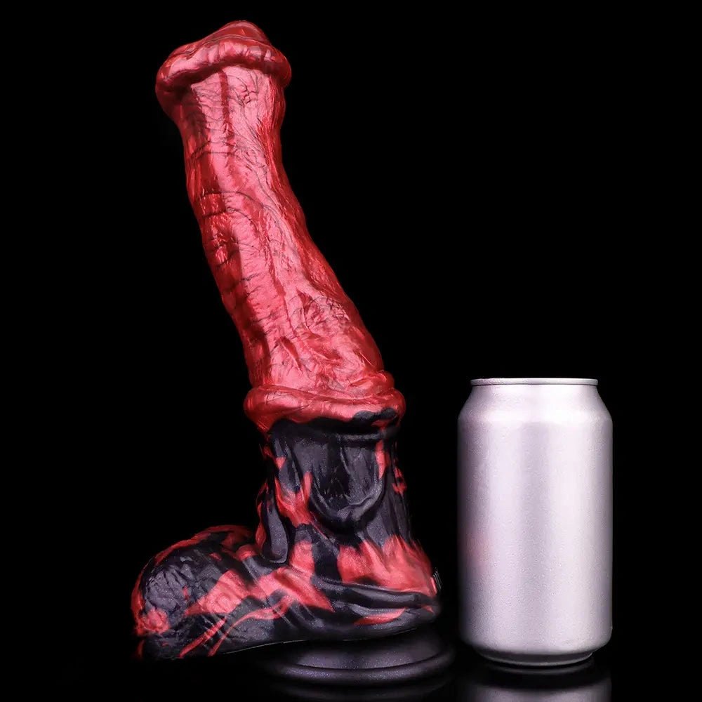 Red Ridged Horse-Style Dildo - Silicone Horse Dildo 10.83in