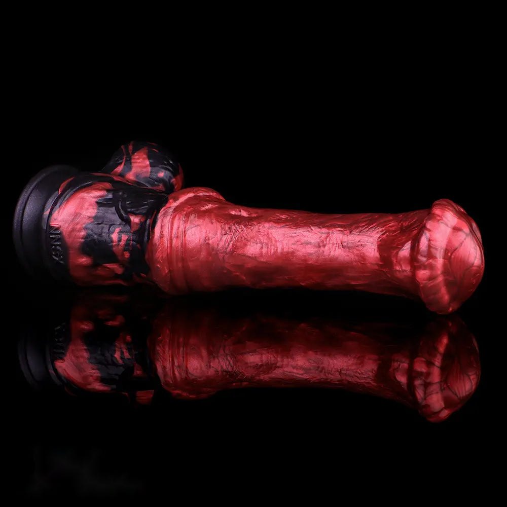 Red Ridged Horse-Style Dildo - Silicone Horse Dildo 10.83in