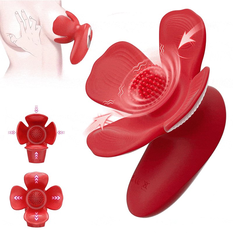 Red Rose Petal Breast Stimulator - Vibrating Nipple Toy