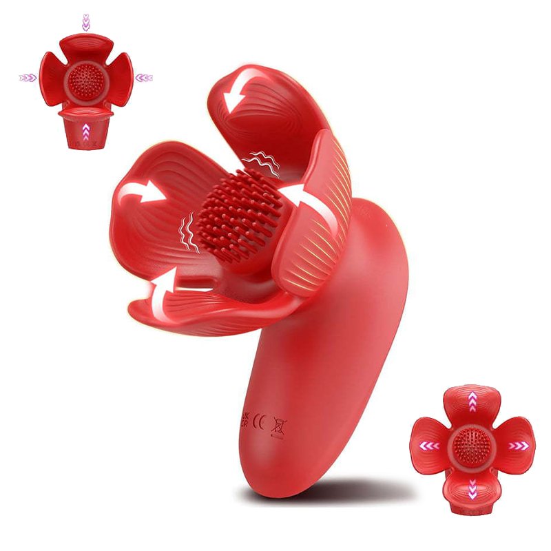 Red Rose Petal Breast Stimulator - Vibrating Nipple Toy