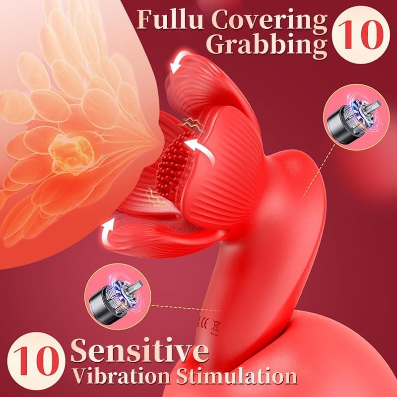 Red Rose Petal Breast Stimulator - Vibrating Nipple Toy