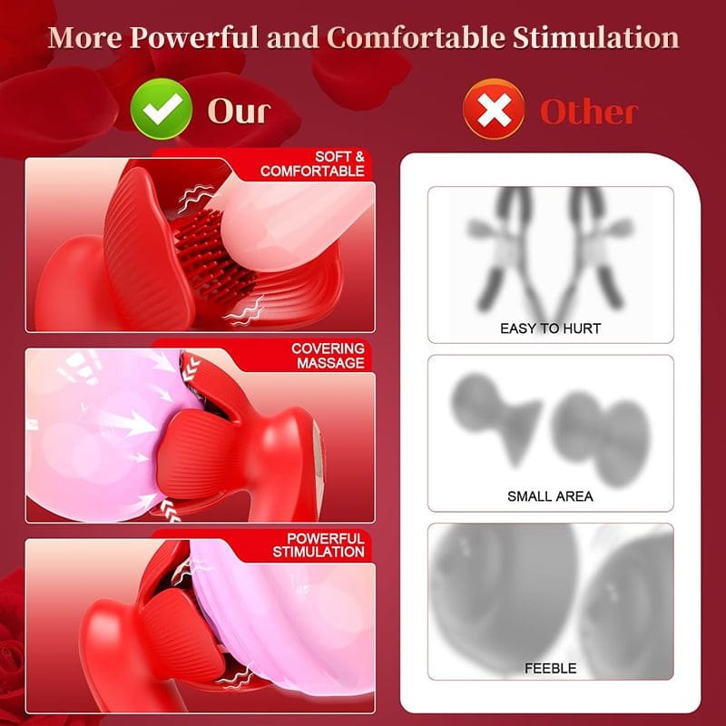 Red Rose Petal Breast Stimulator - Vibrating Nipple Toy