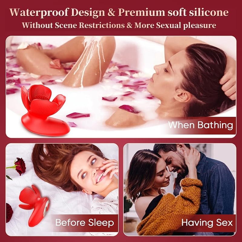 Red Rose Petal Breast Stimulator - Vibrating Nipple Toy