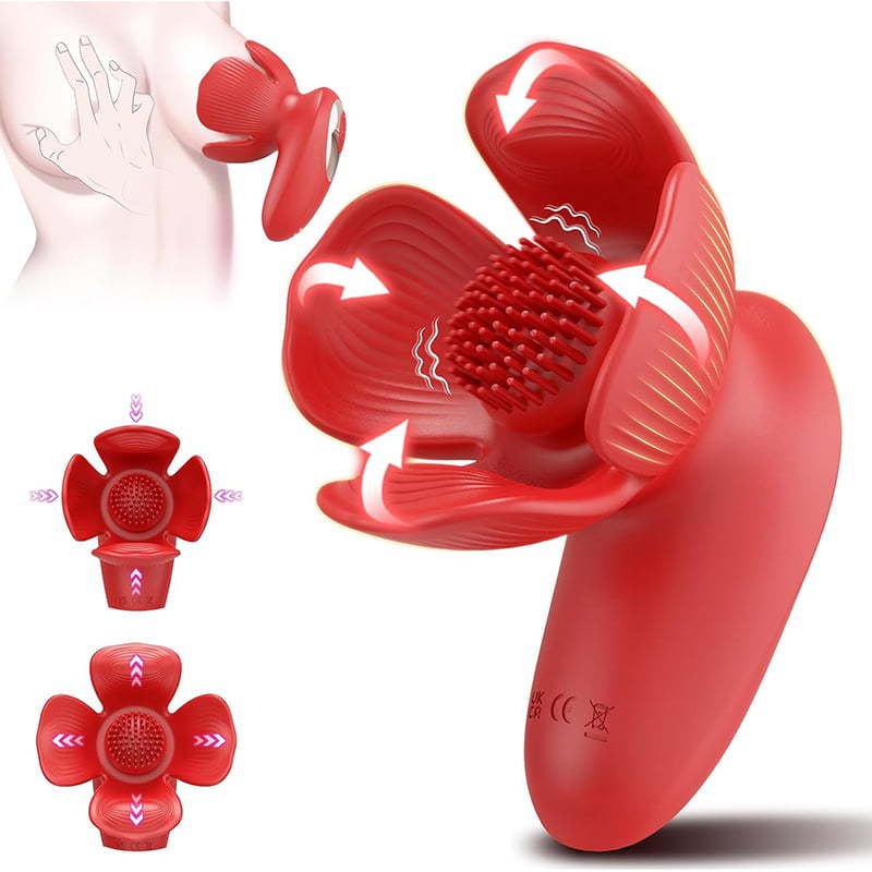 Red Rose Petal Breast Stimulator - Vibrating Nipple Toy