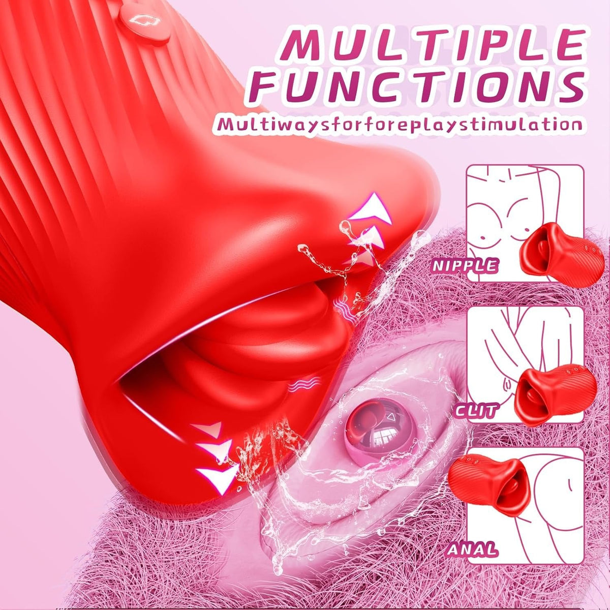 Rose Tongue & Bite Clit Vibrator - Tongue Licking Rose Toy