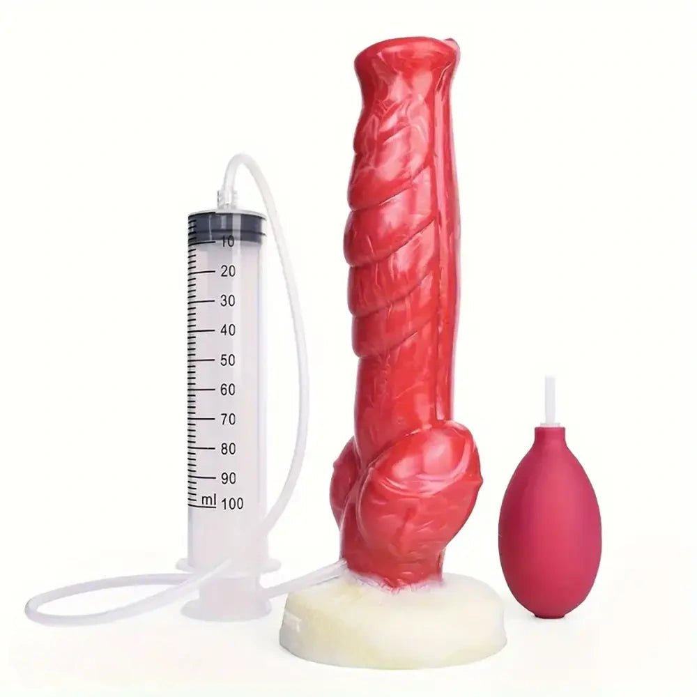 Red Spiral Dog Knot Dildo 9.45 in - Horse Style Sex Toy
