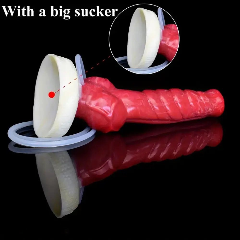 Red Spiral Dog Knot Dildo 9.45 in - Horse Style Sex Toy