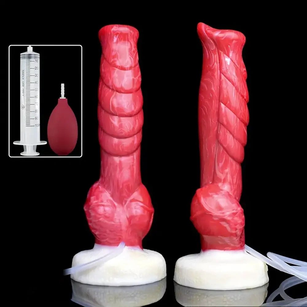Red Spiral Dog Knot Dildo 9.45 in - Horse Style Sex Toy