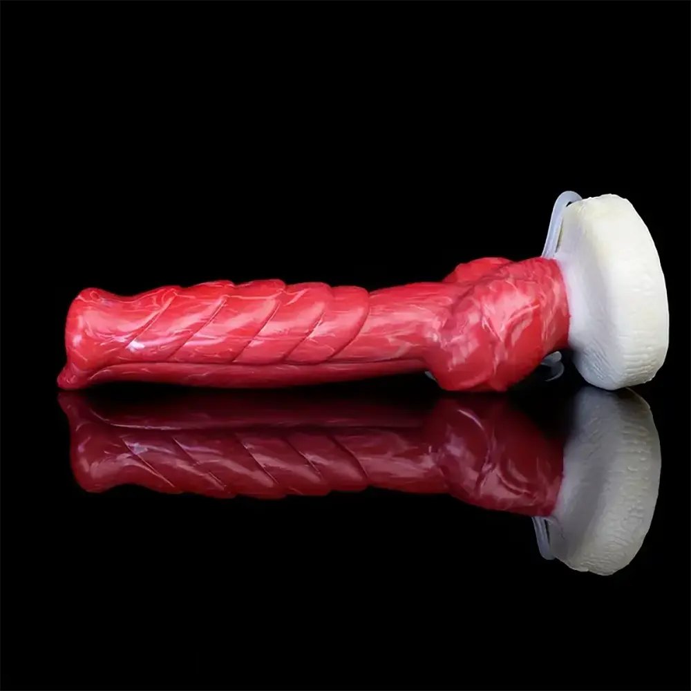 Red Spiral Dog Knot Dildo 9.45 in - Horse Style Sex Toy