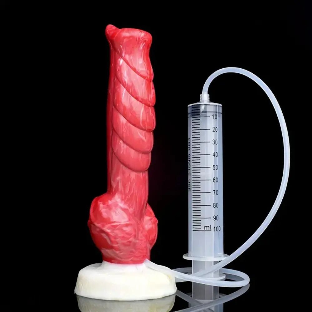 Red Spiral Dog Knot Dildo 9.45 in - Horse Style Sex Toy
