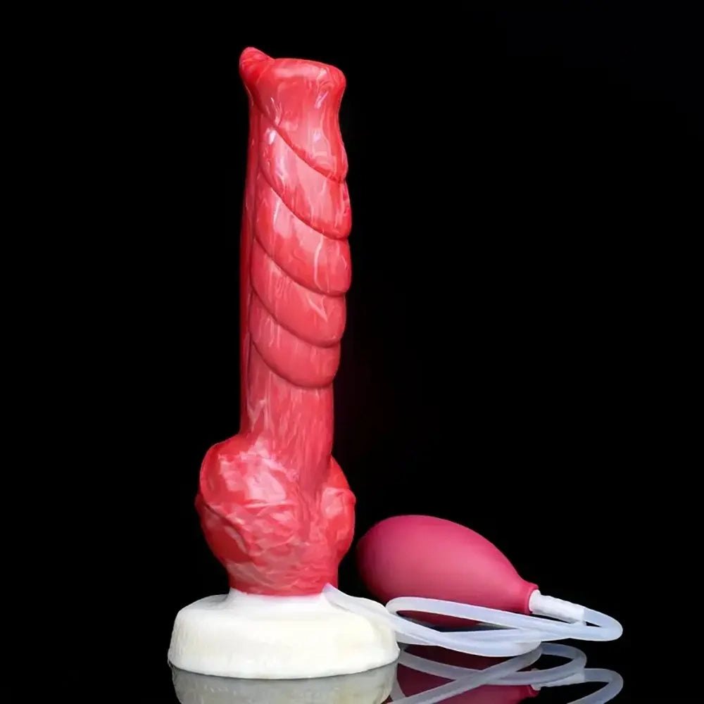 Red Spiral Dog Knot Dildo 9.45 in - Horse Style Sex Toy