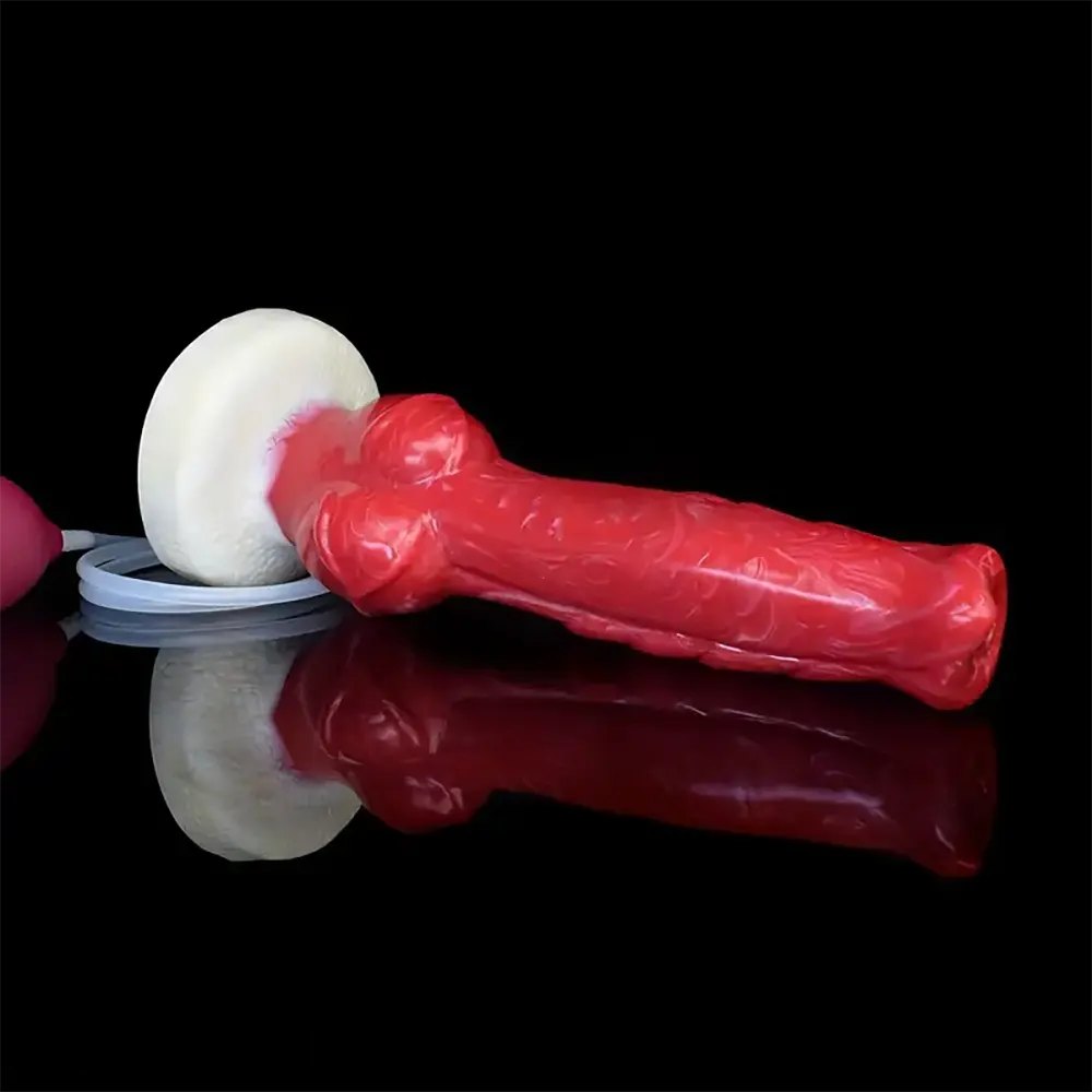 Red Spiral Dog Knot Dildo 9.45 in - Horse Style Sex Toy