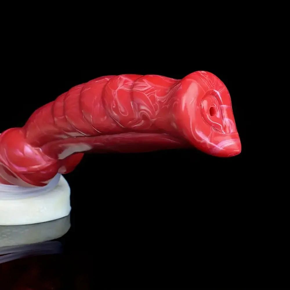 Red Spiral Dog Knot Dildo 9.45 in - Horse Style Sex Toy