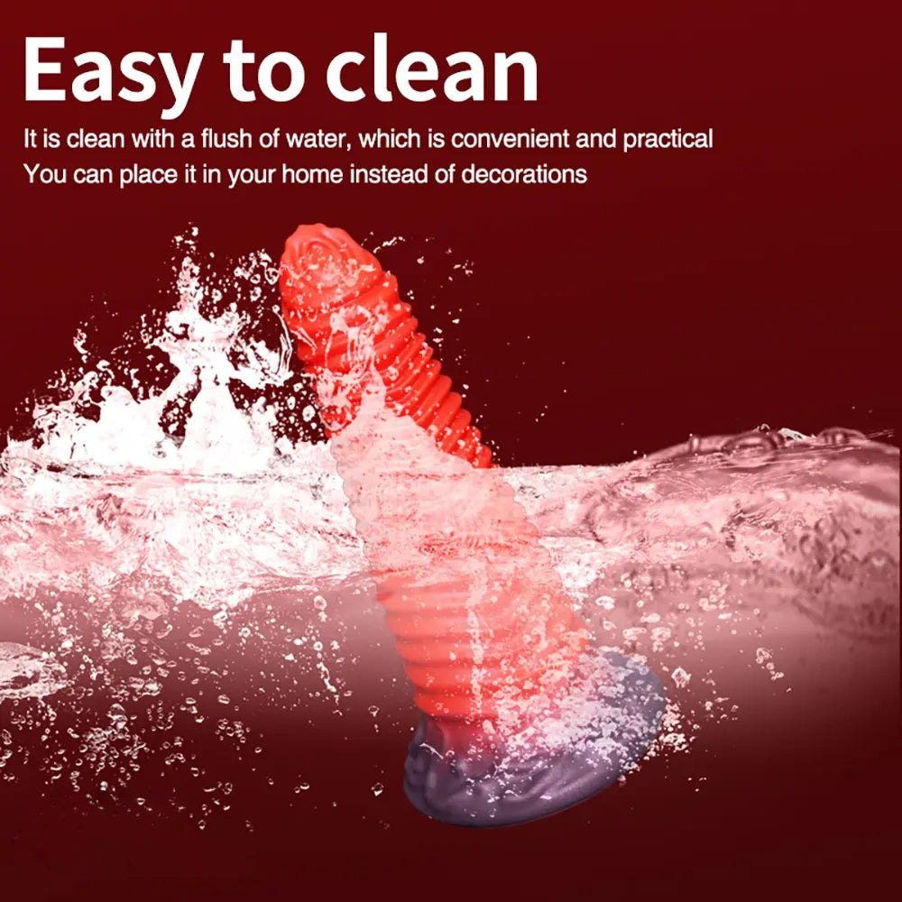 Red Spiral Ribbed Fantasy Dildo - Silicone Fantasy Dildo