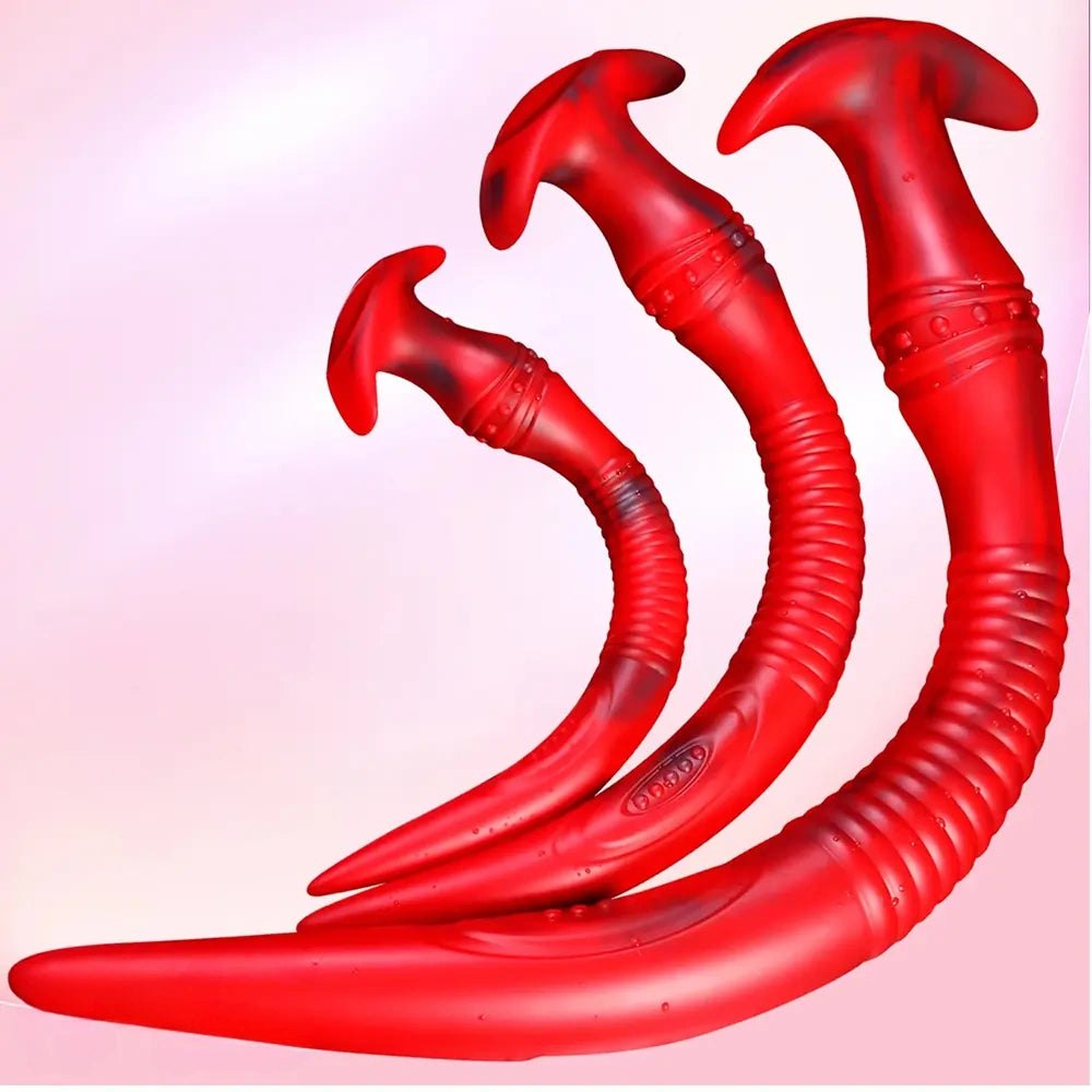 Red Tentacle Fantasy Dildo - Curved Silicone Fantasy Dildo