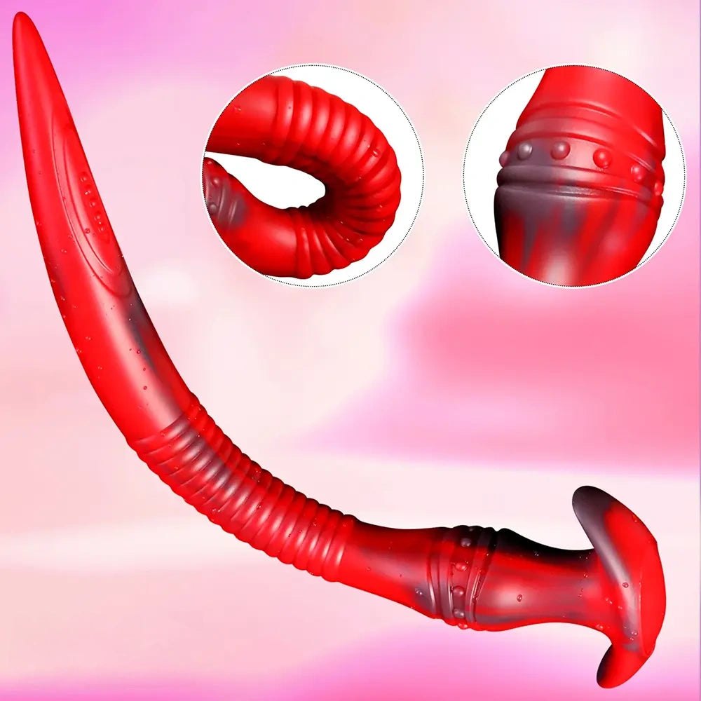 Red Tentacle Fantasy Dildo - Curved Silicone Fantasy Dildo