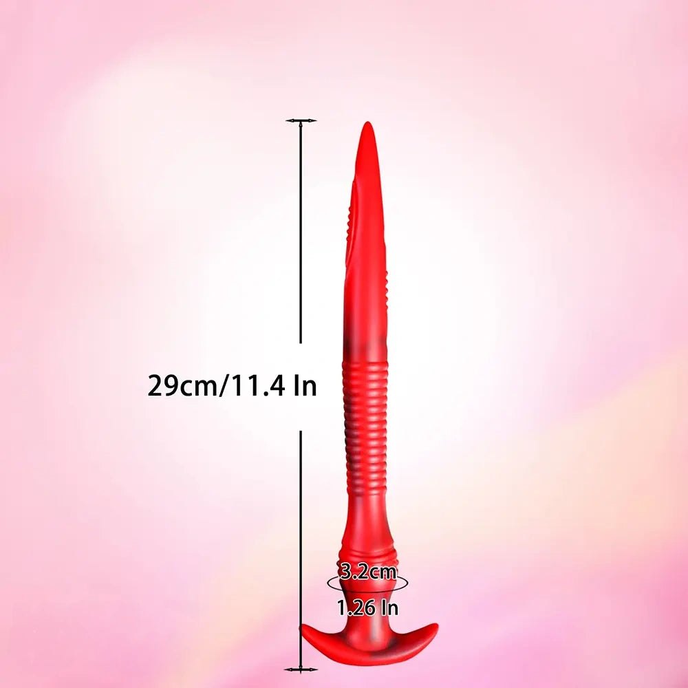 Red Tentacle Fantasy Dildo - Curved Silicone Fantasy Dildo