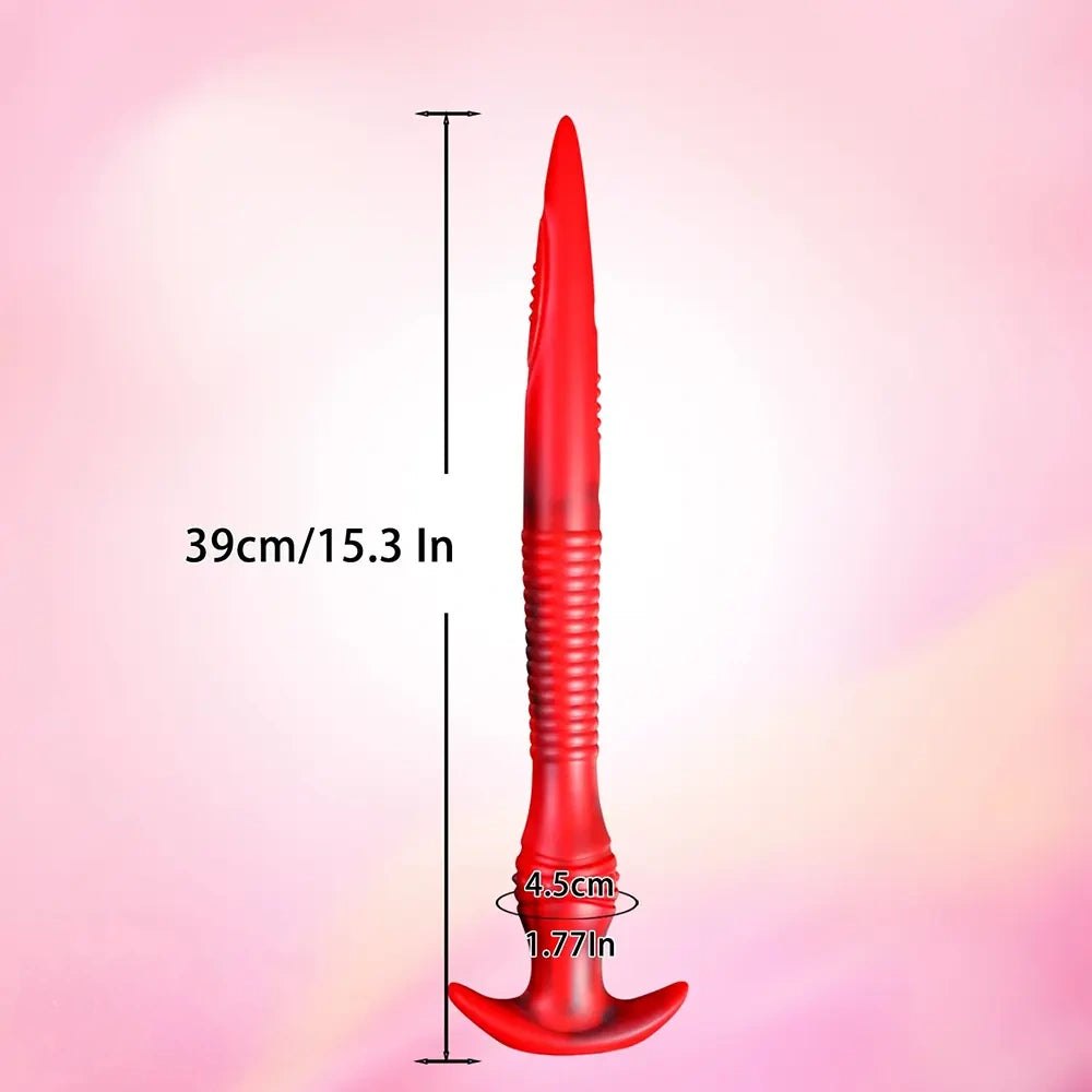 Red Tentacle Fantasy Dildo - Curved Silicone Fantasy Dildo