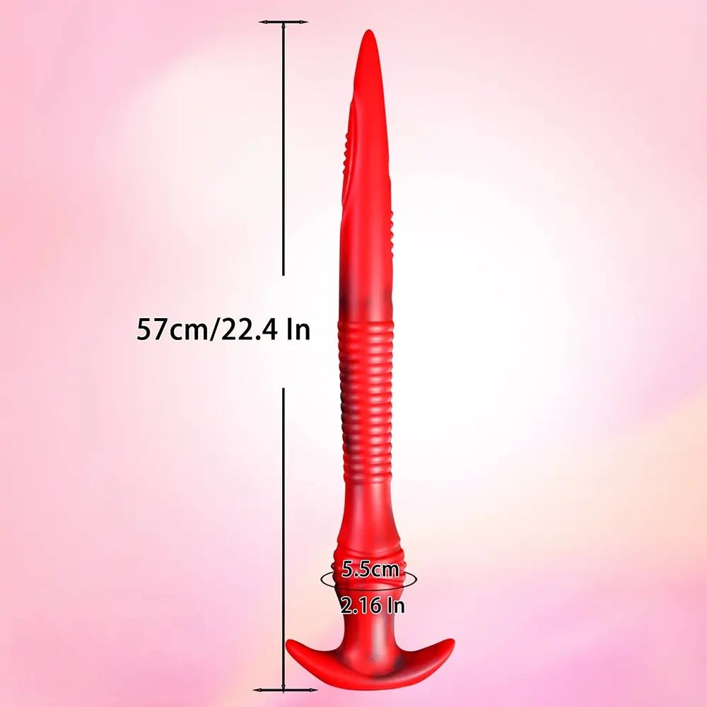 Red Tentacle Fantasy Dildo - Curved Silicone Fantasy Dildo
