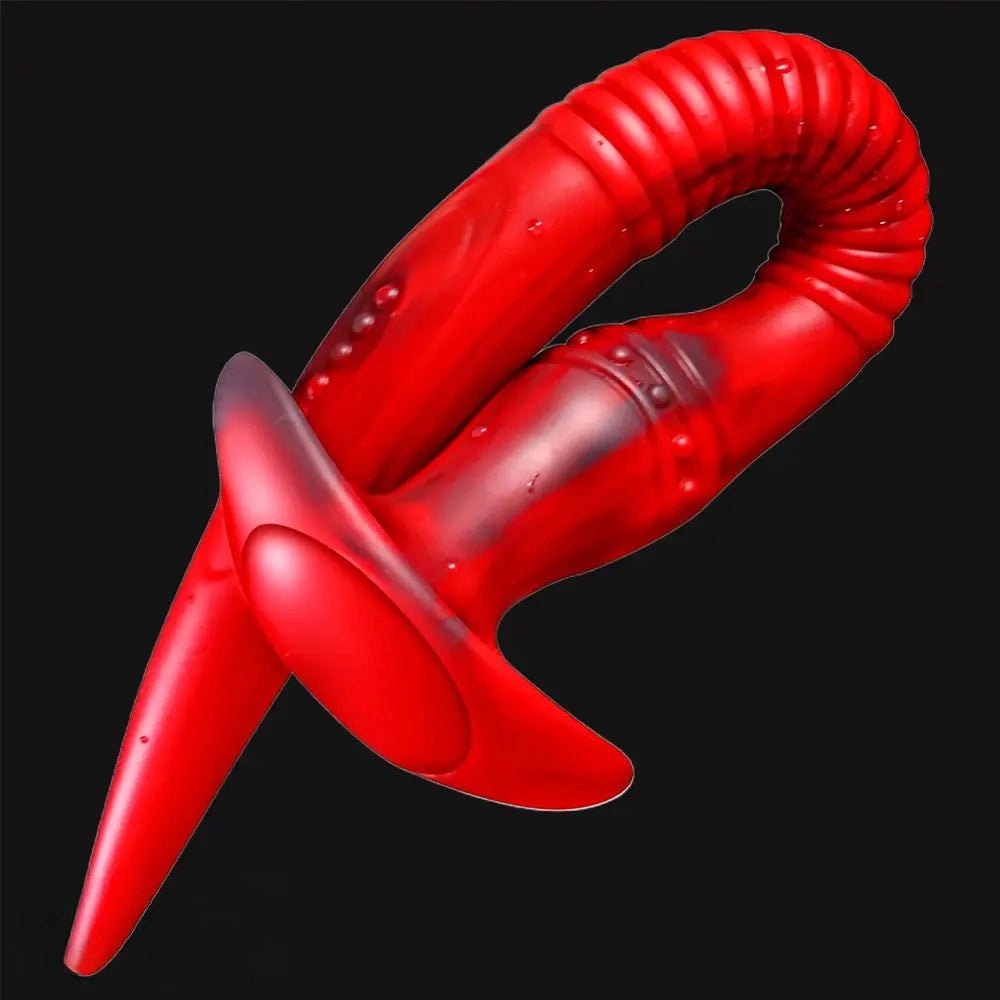 Red Tentacle Fantasy Dildo - Curved Silicone Fantasy Dildo