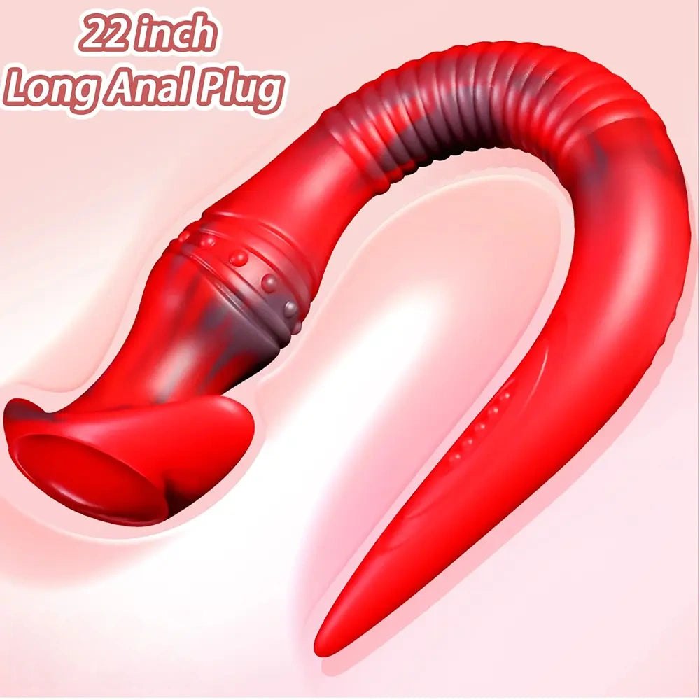 Red Tentacle Fantasy Dildo - Curved Silicone Fantasy Dildo