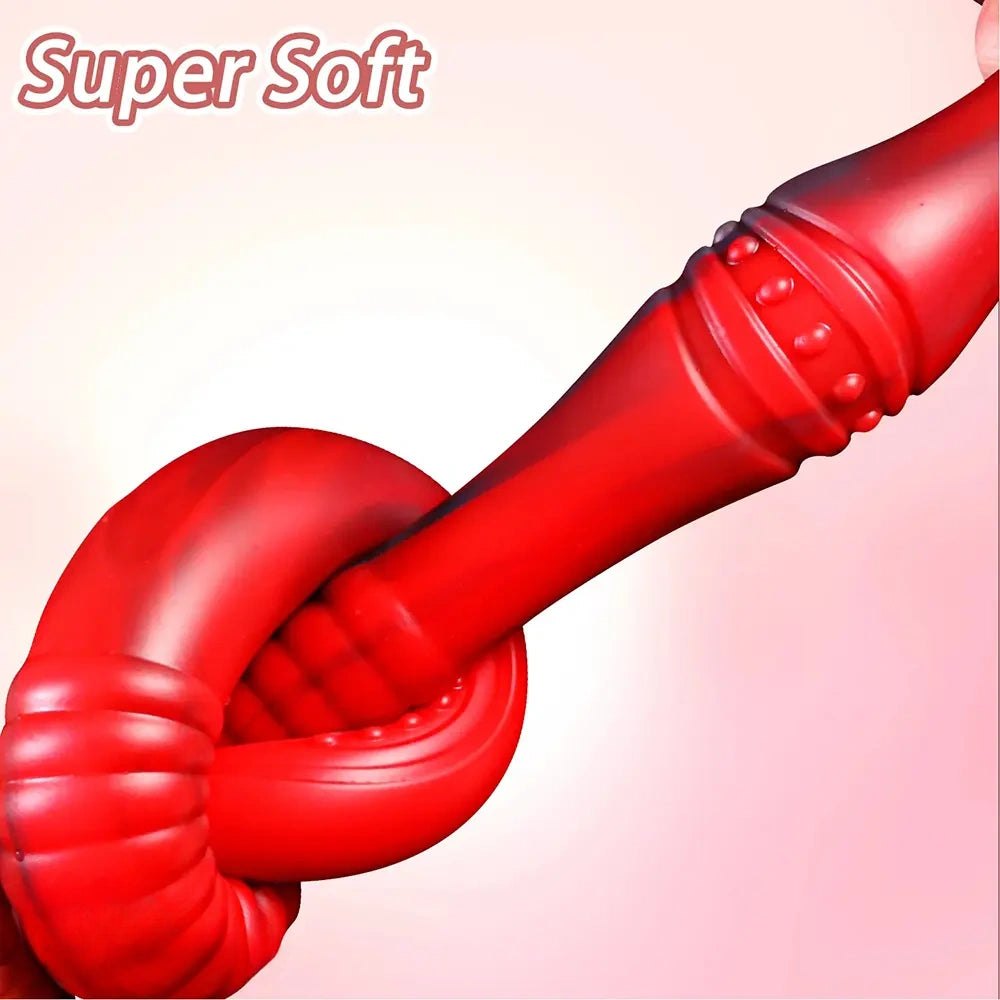 Red Tentacle Fantasy Dildo - Curved Silicone Fantasy Dildo