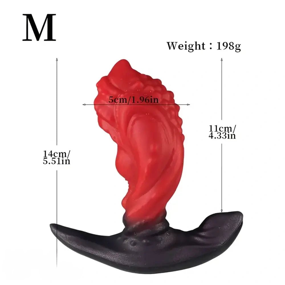 Red Wearable Anal Plug, S/M/L - Liquid Silicone Toy