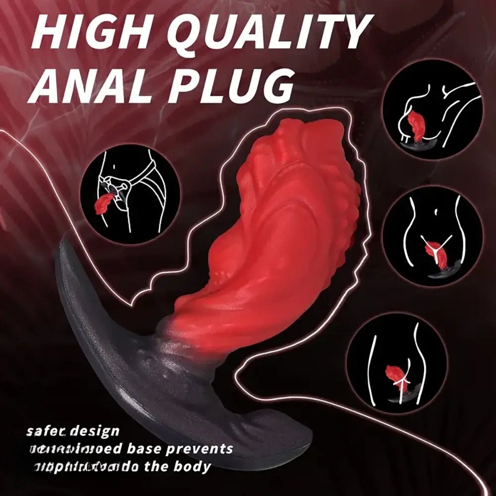 Red Wearable Anal Plug, S/M/L - Liquid Silicone Toy