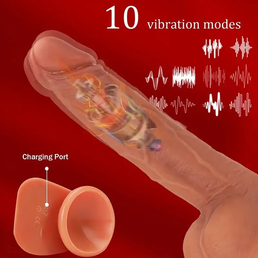 Remote Control Thrusting Dildo 9in - Vibrating Heating Dildo