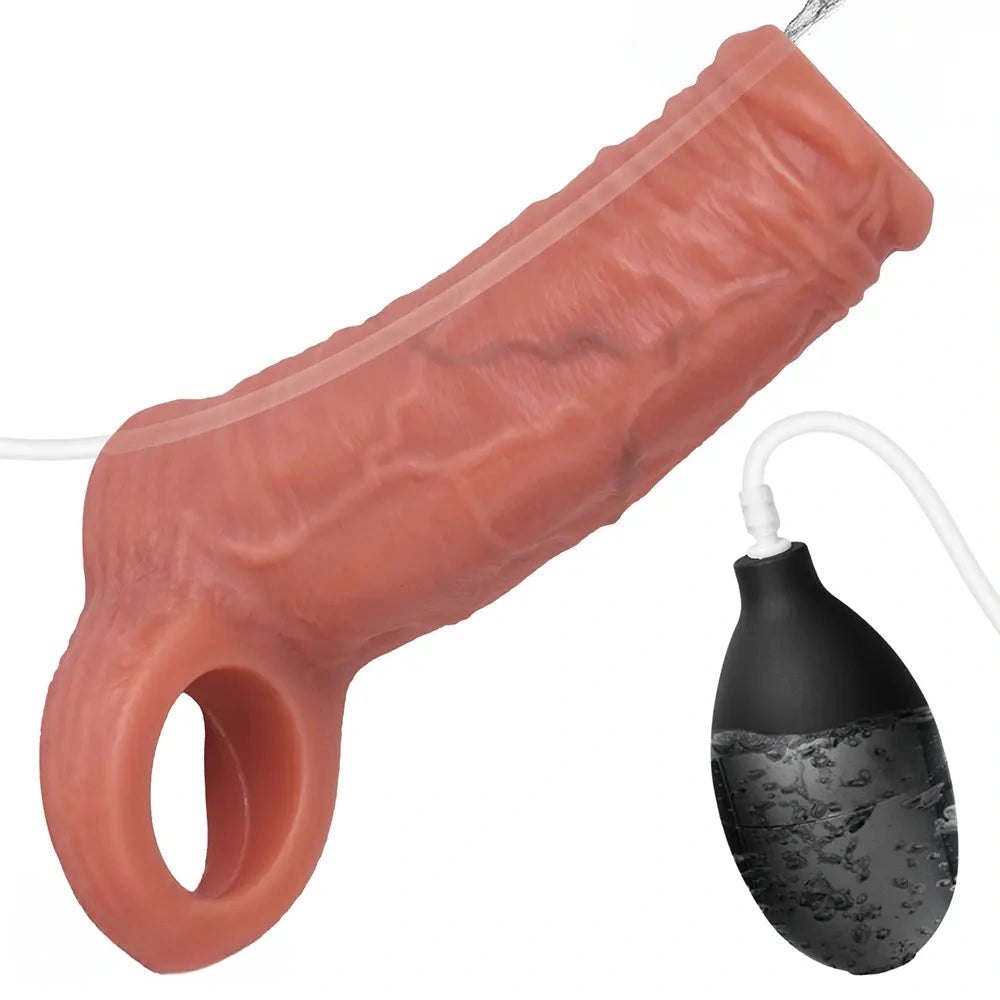 Reusable Squirting Cock Sleeve - Realistic Extension Sleeve