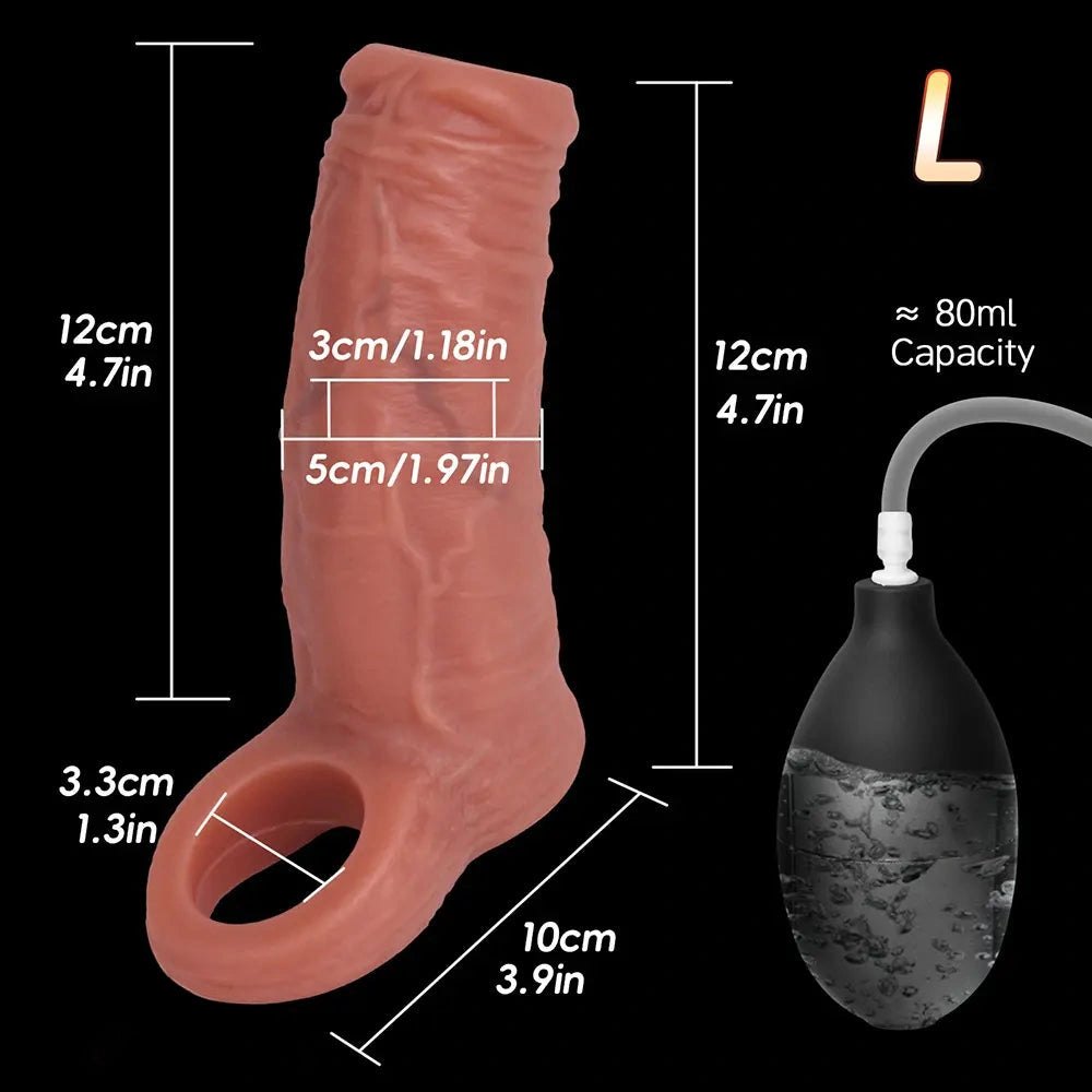 Reusable Squirting Cock Sleeve - Realistic Extension Sleeve