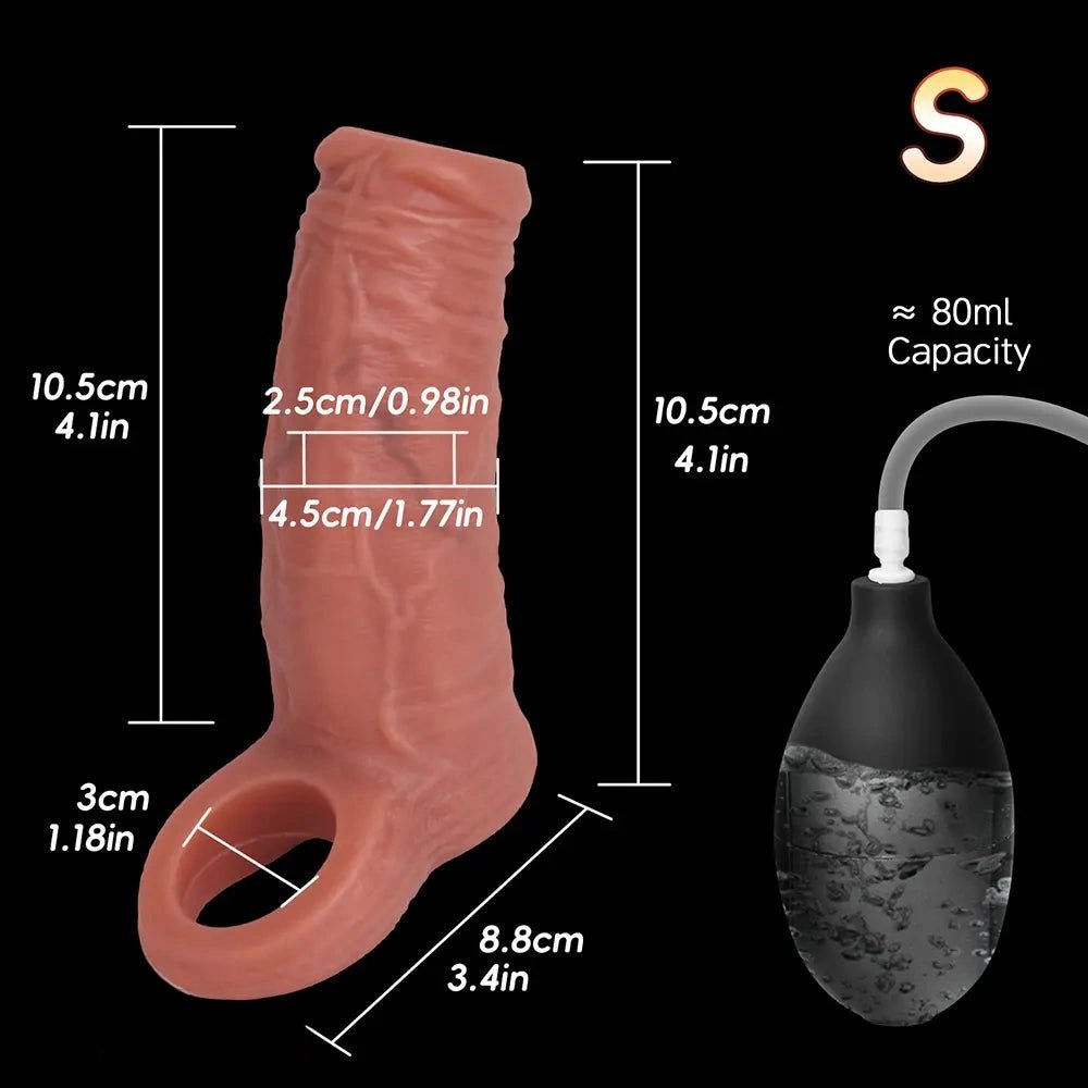 Reusable Squirting Cock Sleeve - Realistic Extension Sleeve