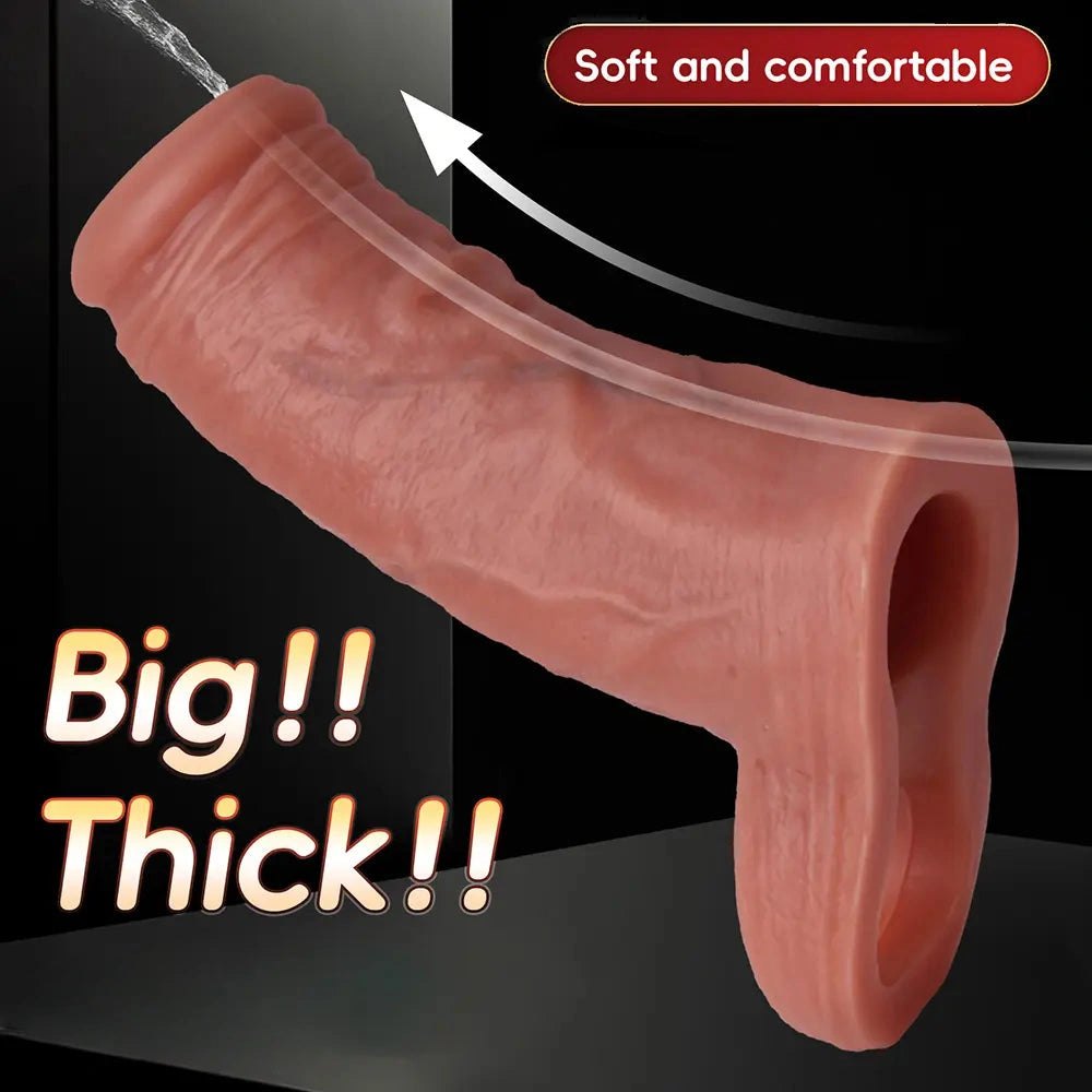 Reusable Squirting Cock Sleeve - Realistic Extension Sleeve