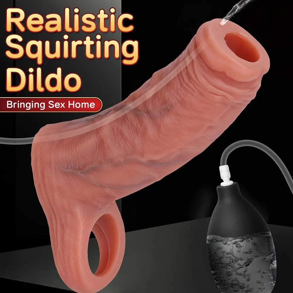 Reusable Squirting Cock Sleeve - Realistic Extension Sleeve
